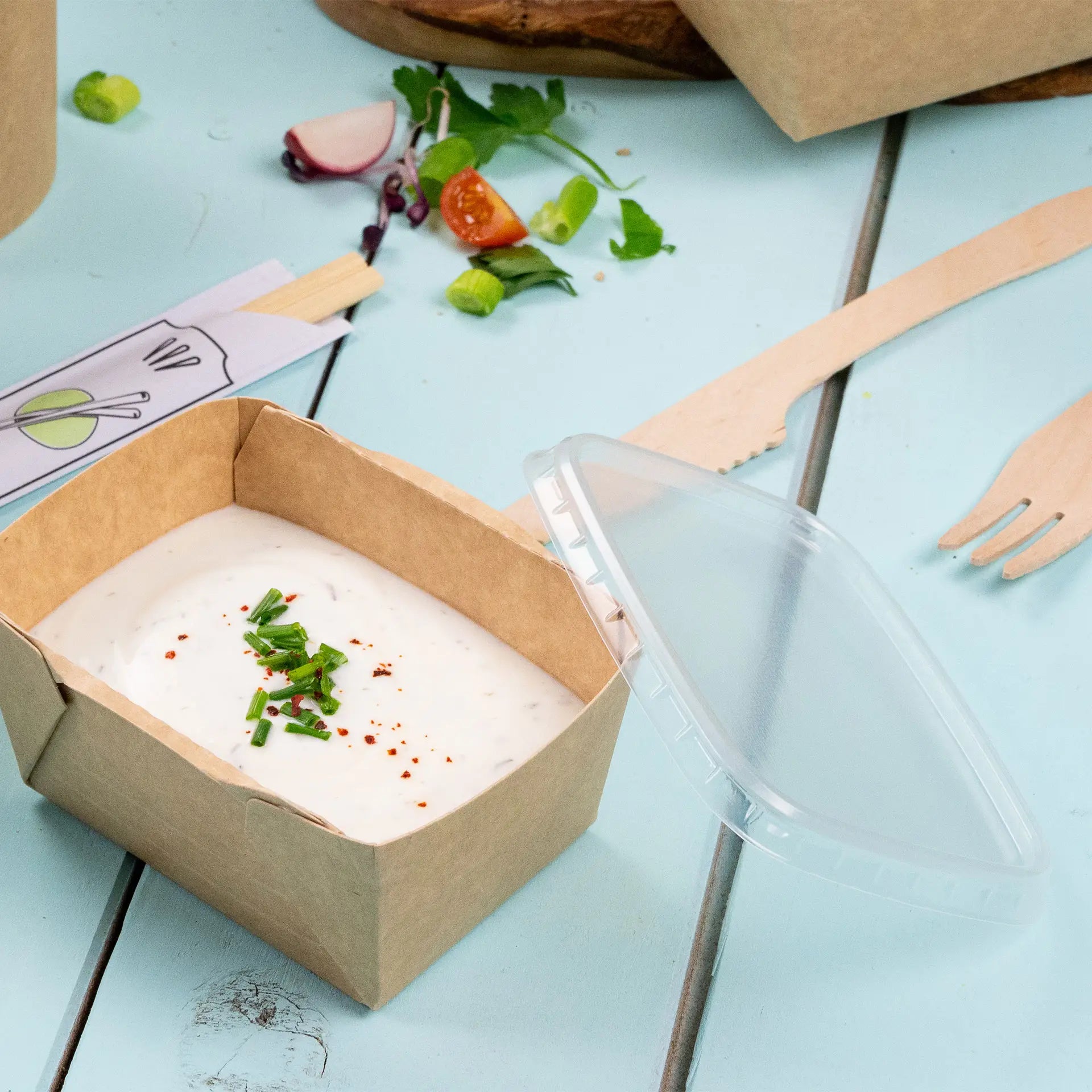 Deckel für Salatschalen, aus rPET, transparent, 11 x 8 cm, ohne Druck