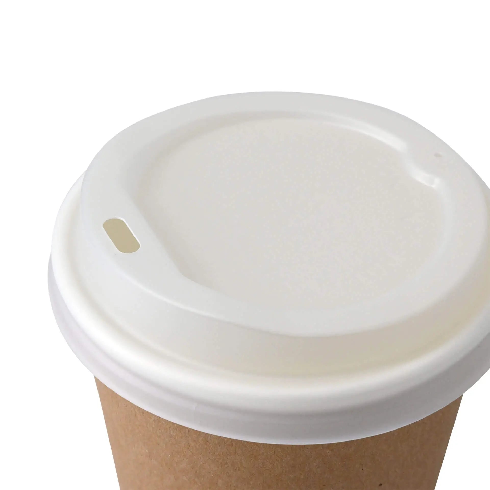 Deckel für Trinkbecher, mit Trinköffnung, aus CPLA, weiß, 90 mm, ohne Druck