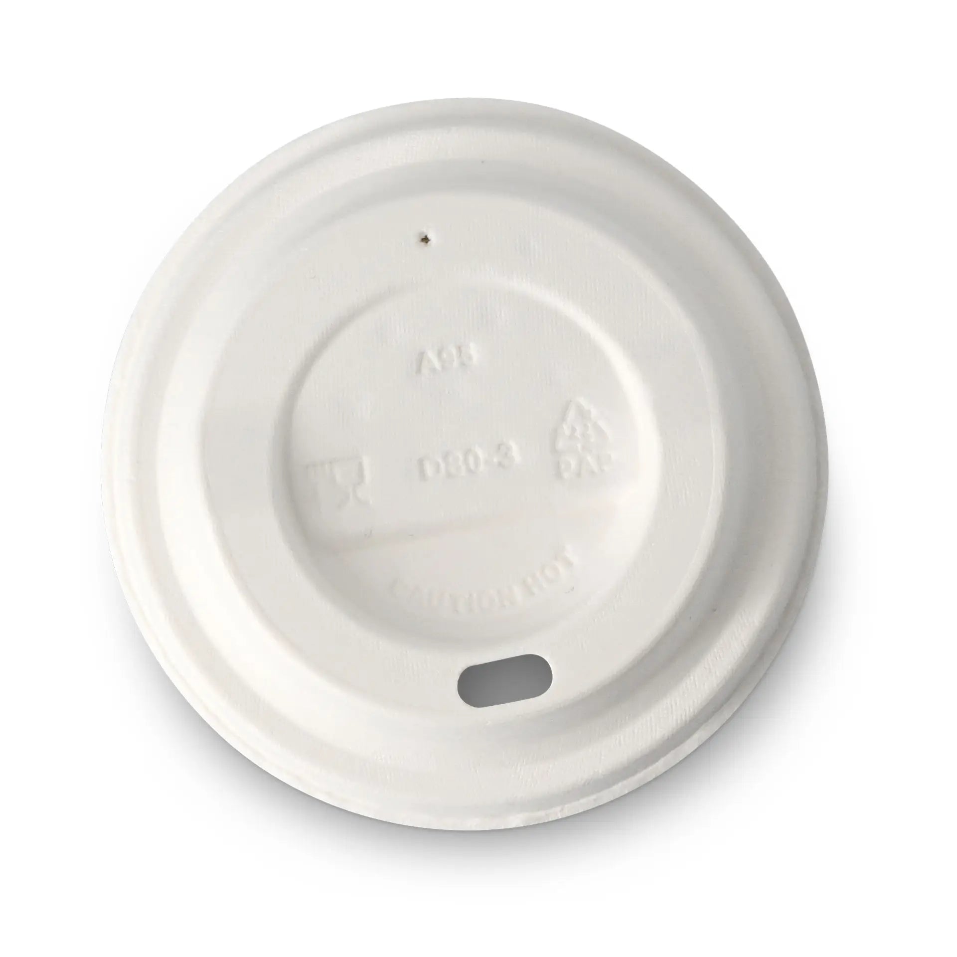 Deckel für Pappbecher, mit Trinköffnung, aus Pappe, unbeschichtet, weiß, 80 mm, ohne Druck