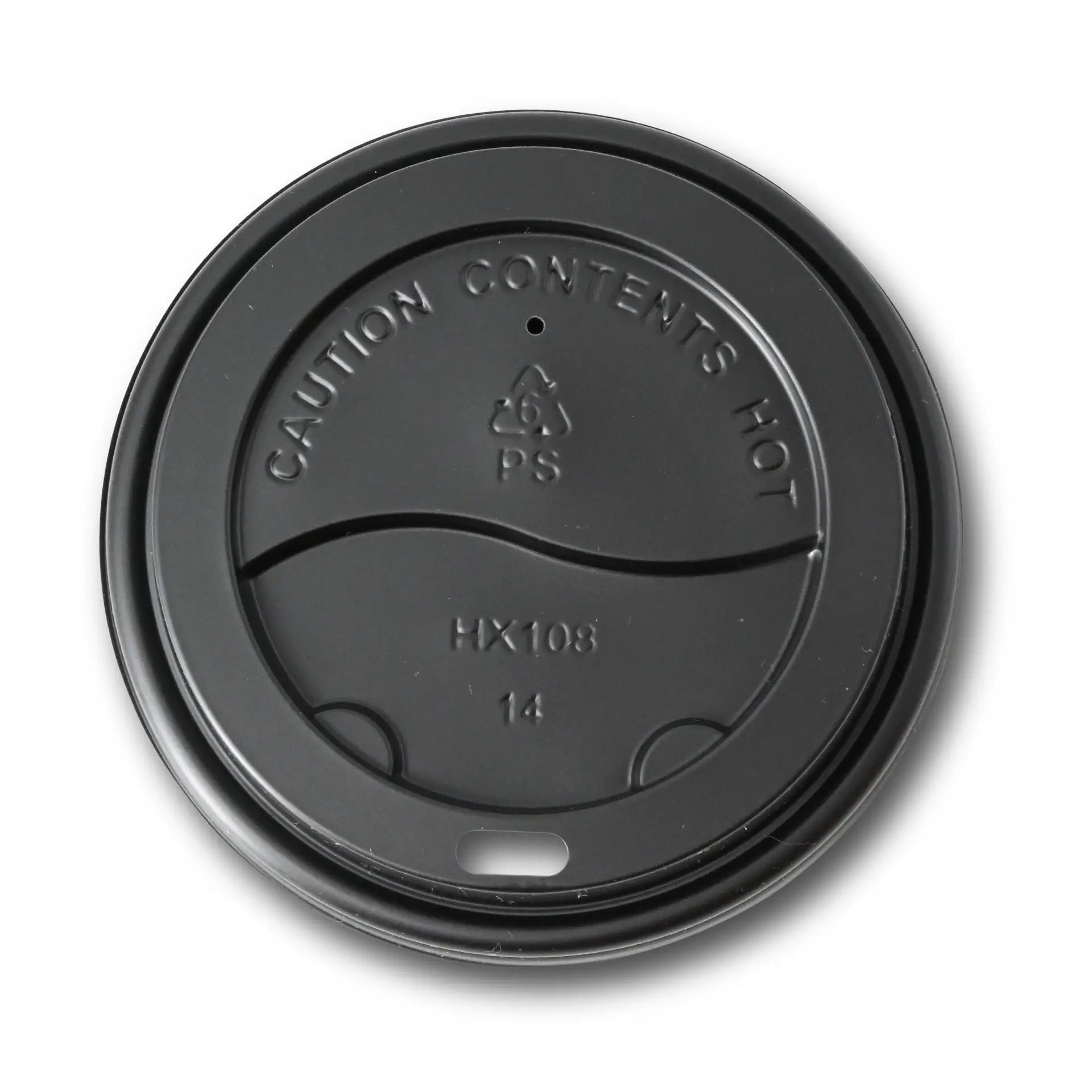 Deckel für Trinkbecher, mit Trinköffnung, aus PS, schwarz, 90 mm, ohne Druck