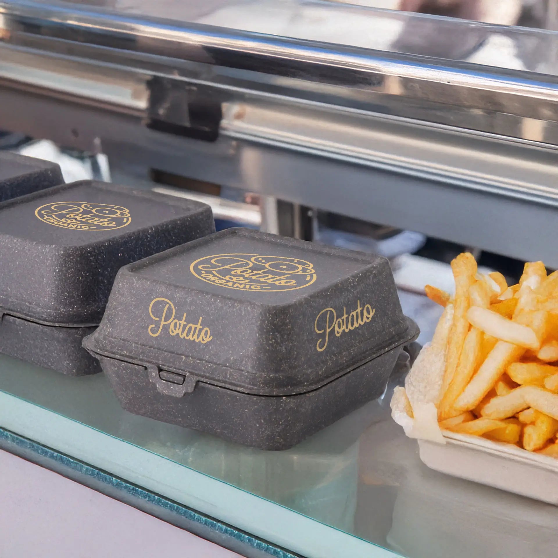 Mehrweg-Burgerboxen bedruckt - Fast-Food Verpackungen