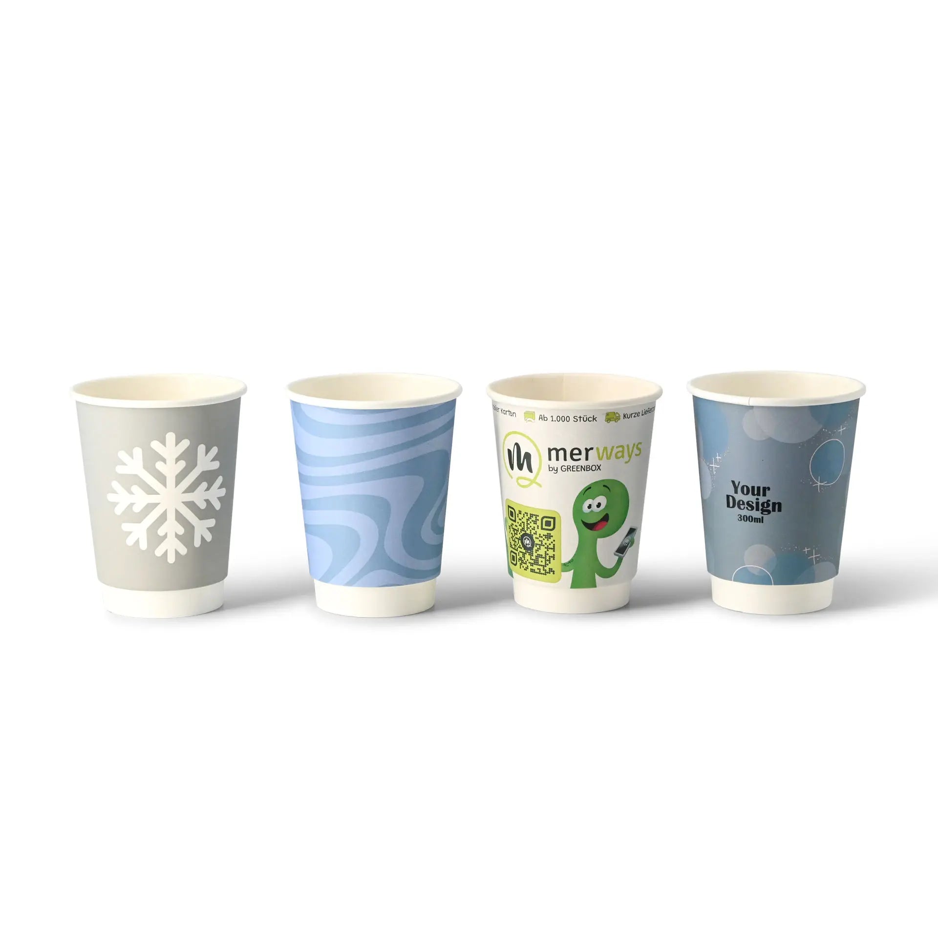 Expresslieferung: Bedruckte Pappbecher (doppelwandig) - Coffee Becher to go mit Logo