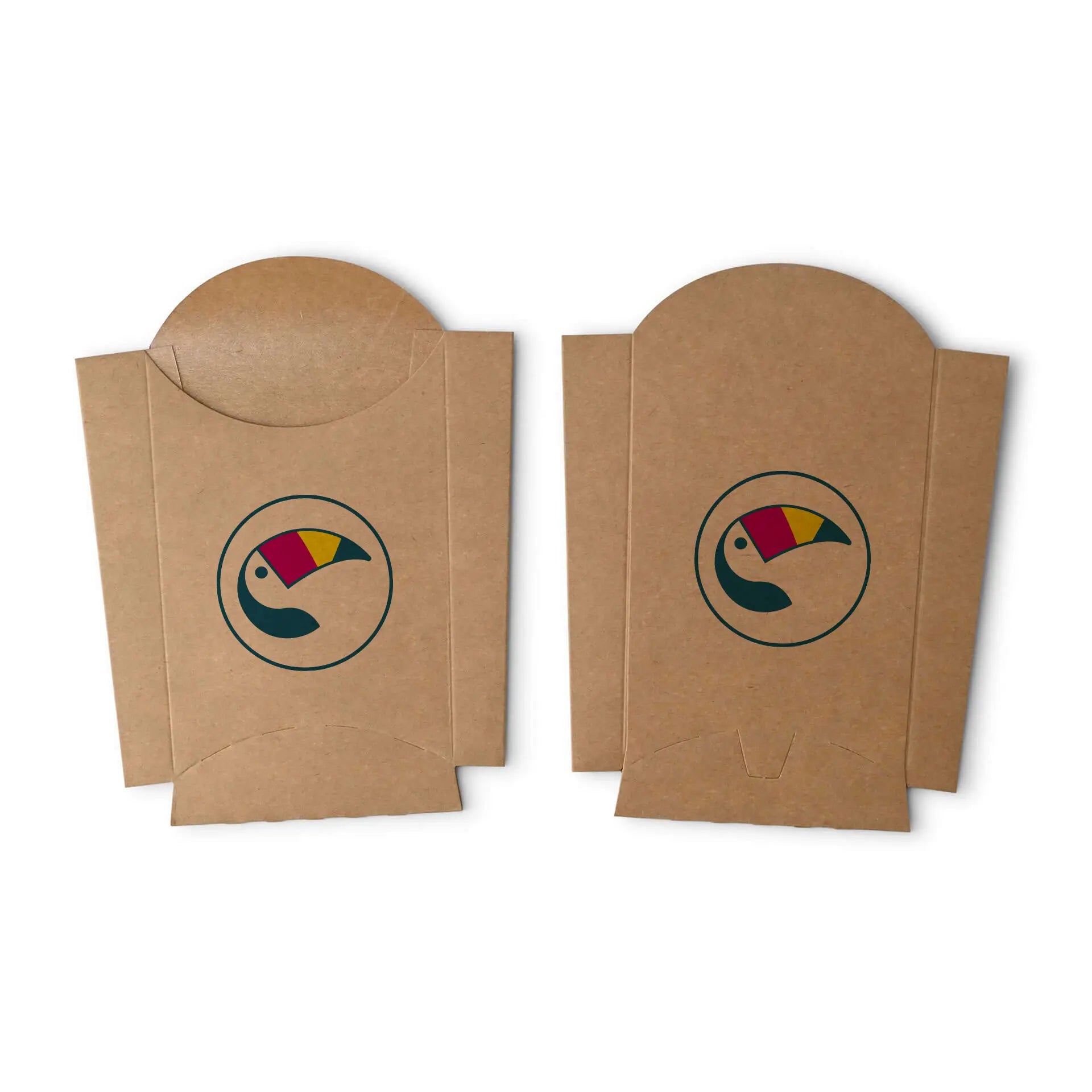 Braune bedruckte Pommes Schütten mit Logo