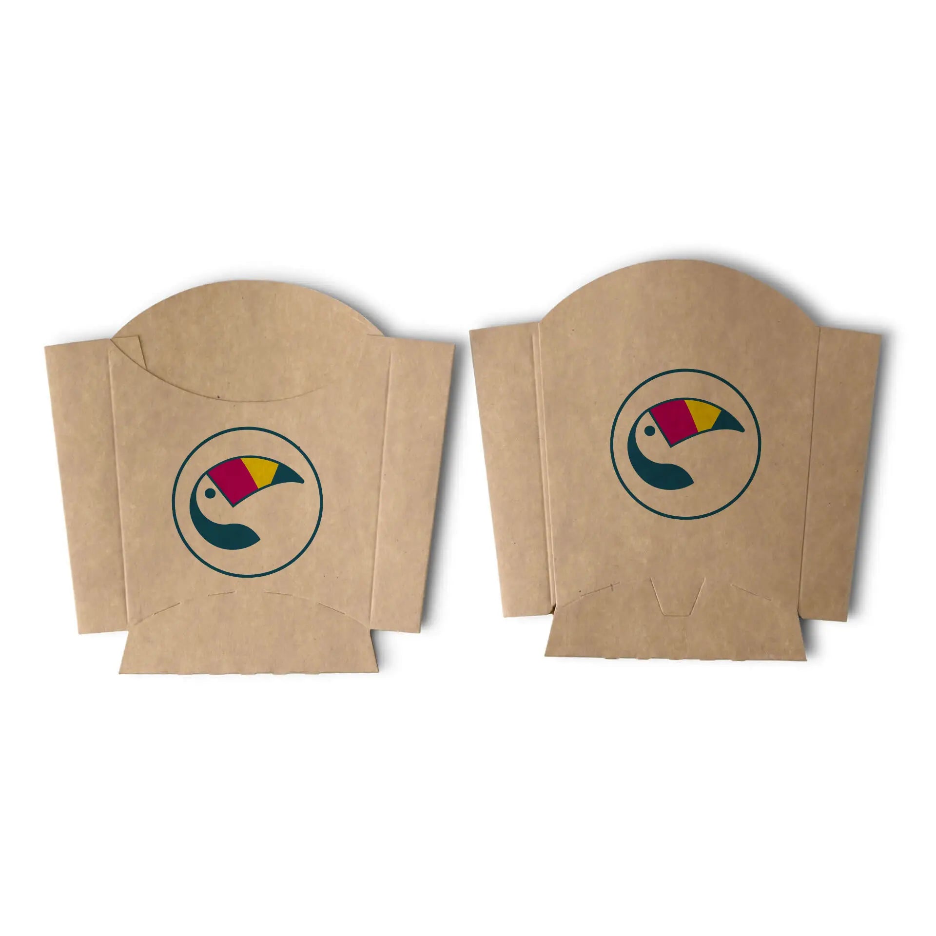 Braune bedruckte Pommes Schütten mit Logo