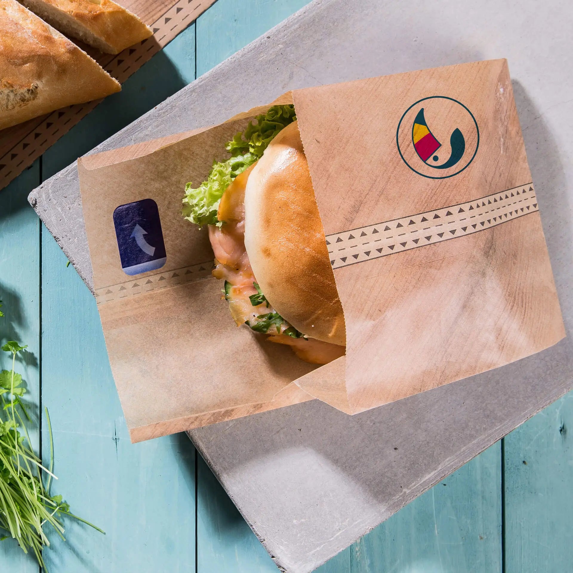 Burgerpapier bedruckt (mit Klebeverschluss) - Burgertasche mit Logo