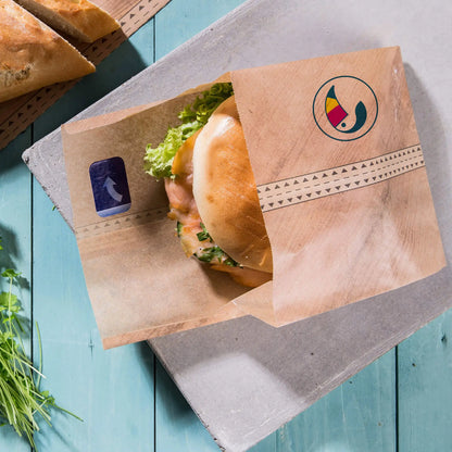 Burgerpapier bedruckt (mit Klebeverschluss) - Burgertasche mit Logo