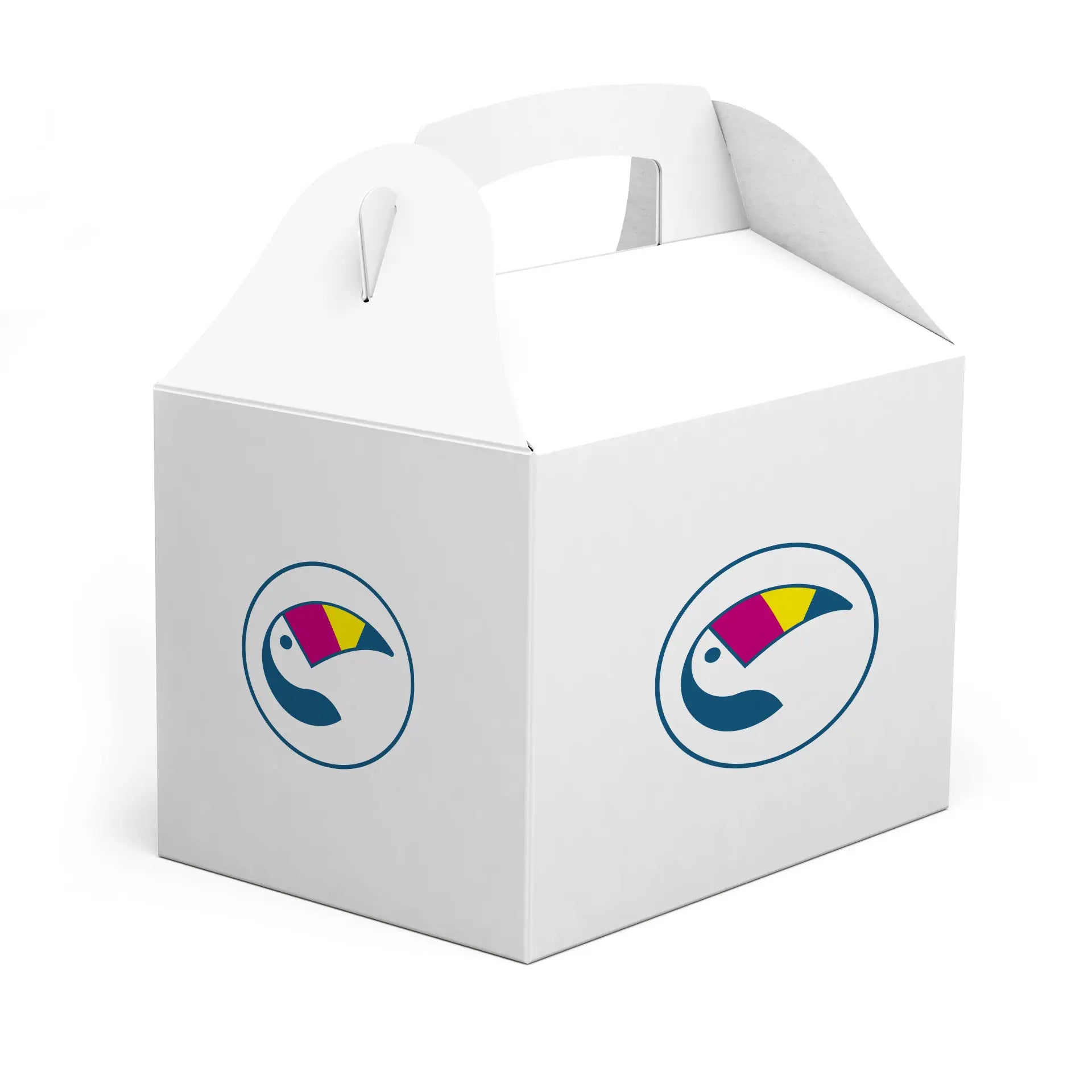 Expresslieferung: Lunchbox aus Pappe bedrucken, to go Verpackungen mit Tragegriff