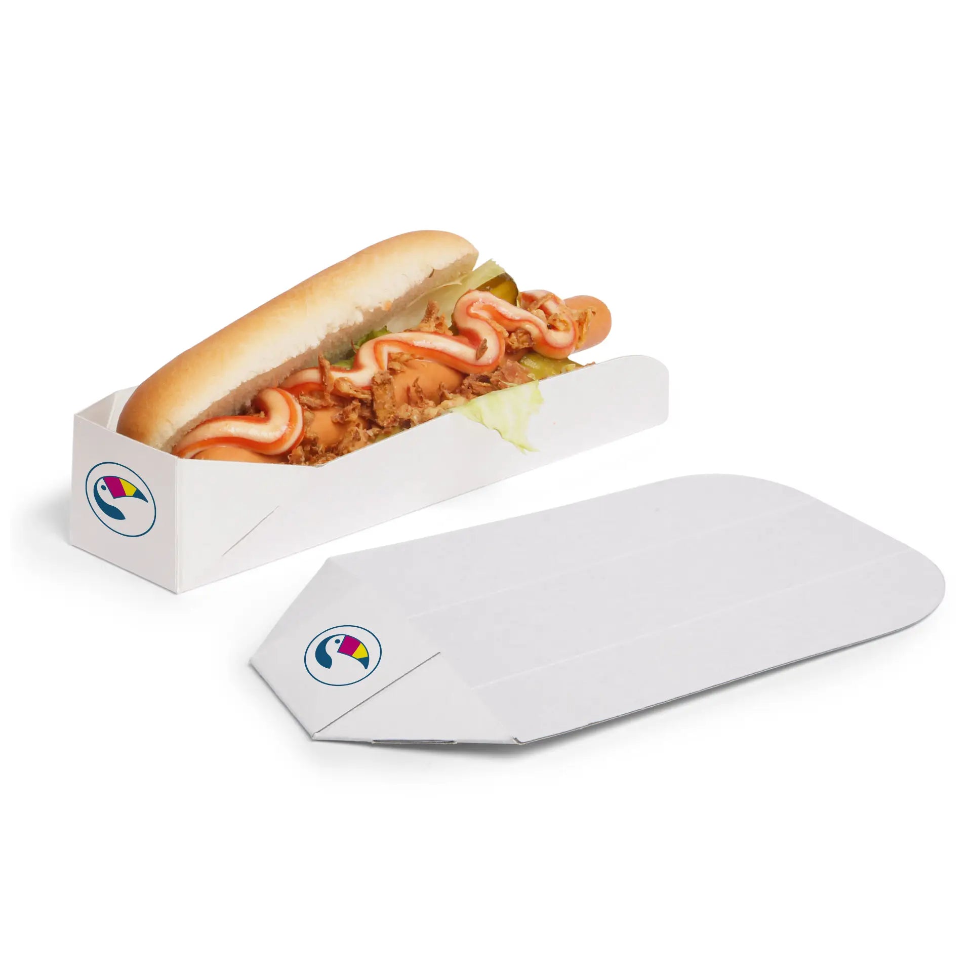 Expresslieferung: Hot Dog Verpackung bedrucken, Hot Dog Schale individuell gestalten