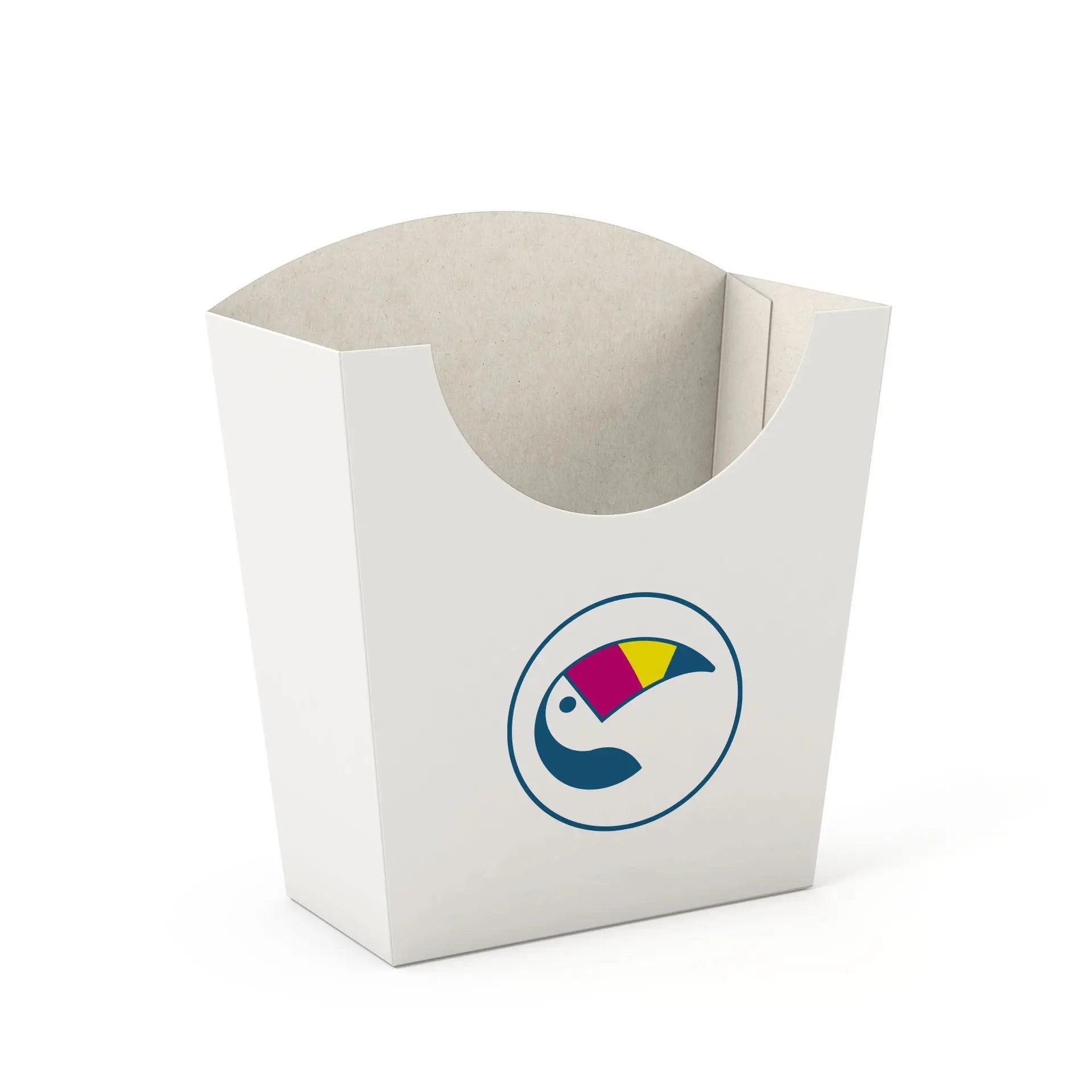 Weiße Bedruckte Pommes Schütten mit Logo