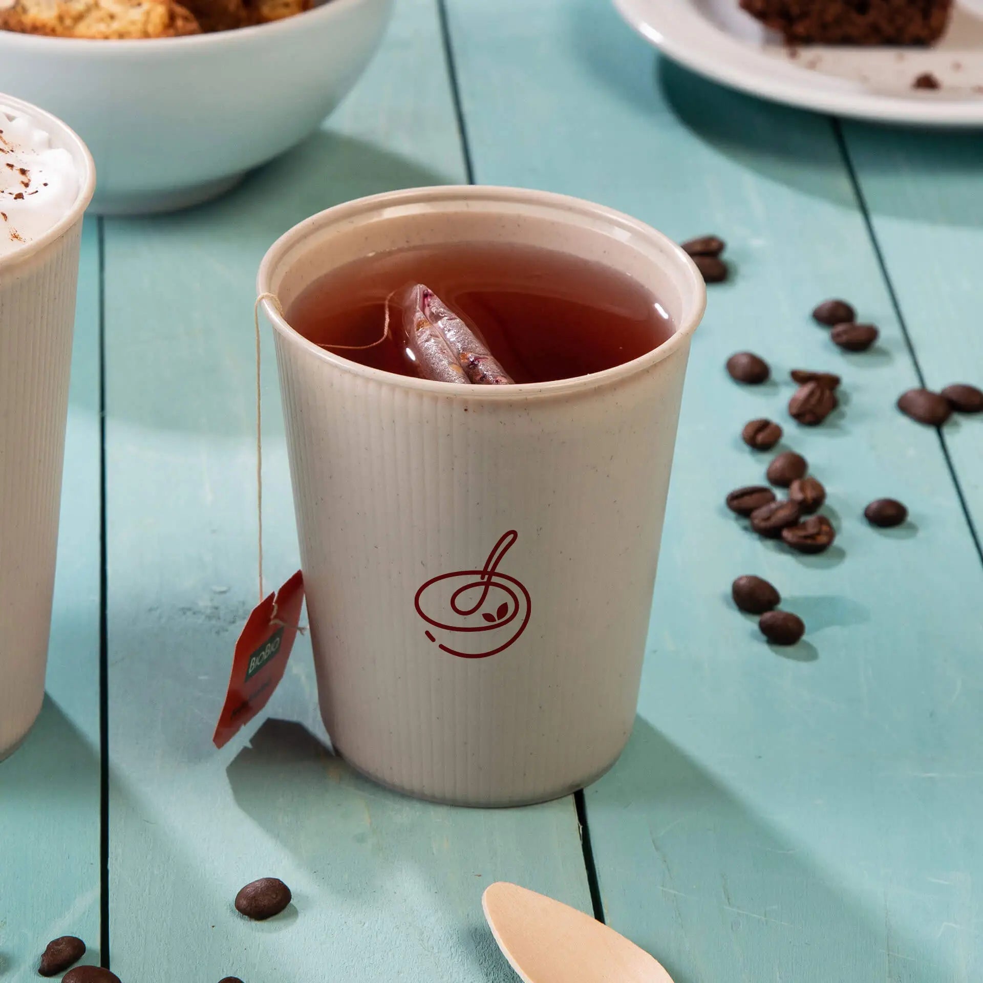 Mehrwegbecher bedruckt, Coffee to go Becher bedruckt in Riffeloptik