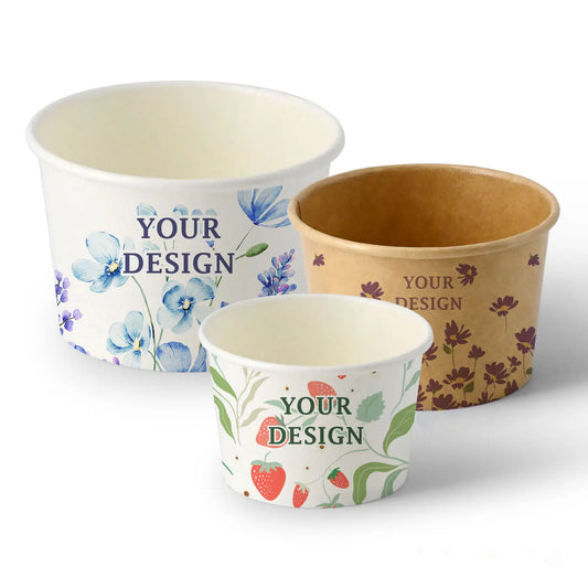 Expresslieferung: Eisbecher 75 ml, 125 ml, 150 ml individuell bedruckt (PLA oder PE) - Eisbecher mit Logo