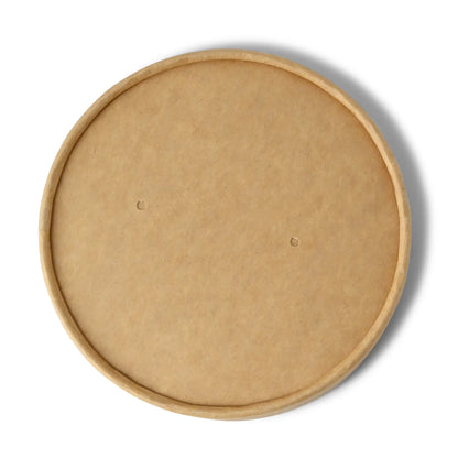 Deckel für Suppenbecher, Membranfunktion, aus Karton, mit PLA Beschichtung, braun, 115 mm