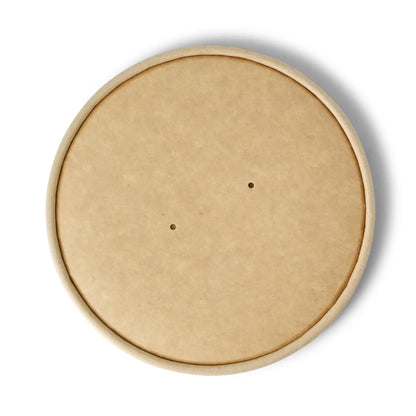 Deckel für Suppenbecher, Membranfunktion, aus Karton, mit PLA Beschichtung, braun, 150 mm